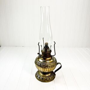 Antique Juno Kerosene Lamp Base: 1800s Brass Table Decor